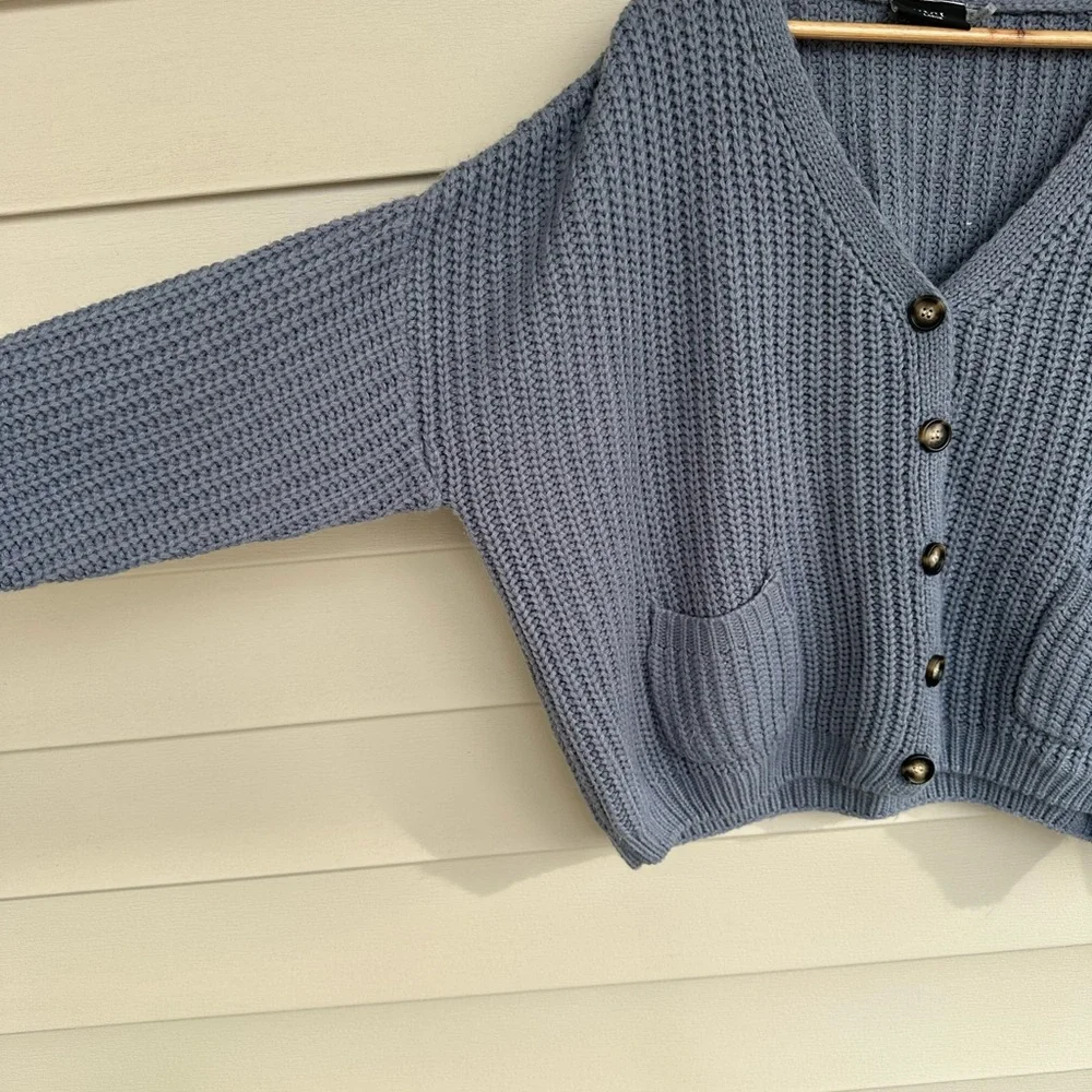 Vici Slate Blue Button-Up Cardigan - Picture 3 of 5